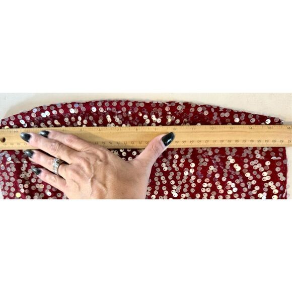 Lulus Lavish Lover Wine Red Strapless Sequin Maxi Cocktail Dress With Slit L - Picture 7 of 8